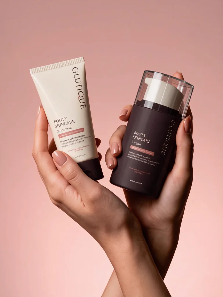 Hands holding the Glutique Morning cream and Night treatment